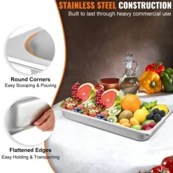 6-pak dampbordsgryder, 20,9 x 12,8 x 2,6 tommer. Stort 8,5L rustfrit stål madbeholder og ovnbakke til hotel. Nem madlavning og opbevaring!