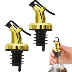 2-Pak Kork til Olivenolie Hældetud Drypkork med låg Guld