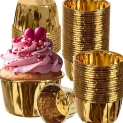 50-Pak Muffin Forme Bage Forme Guld New