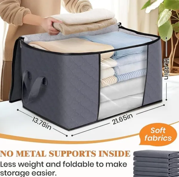 Opbevaringsposer Til Hjemmet>6-pak tøjopbevaringsposer, foldbare tykke filtposer, beholdere til organisering af soveværelser, skabe, tøj, quilts, skabsopbevaringsposer med håndta | CDON
