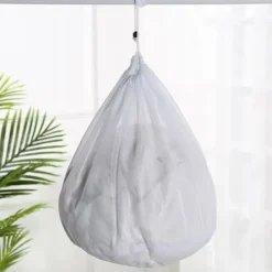 4-pakVasketøjsposer med finmasket net, Vasketøjspose med snoreprop, Hvid