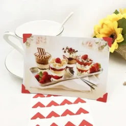 Opbevaring Af Fotografier>PASTELrøde fotohjørner x24