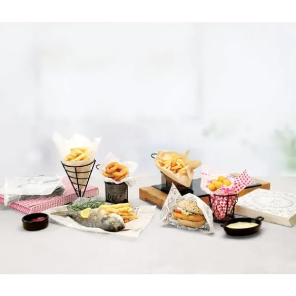 Pergamentpapir dækkeserviet med GRID print 500 stk 420x275 mm - Hendi 678152 Online