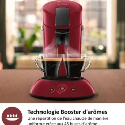 Philips HD6553/81 SENSEO ORIGINAL kaffemaskin för kapsel, Aroma Booster, Crema Pus, 1 eller 2 koppar, Röd Hot