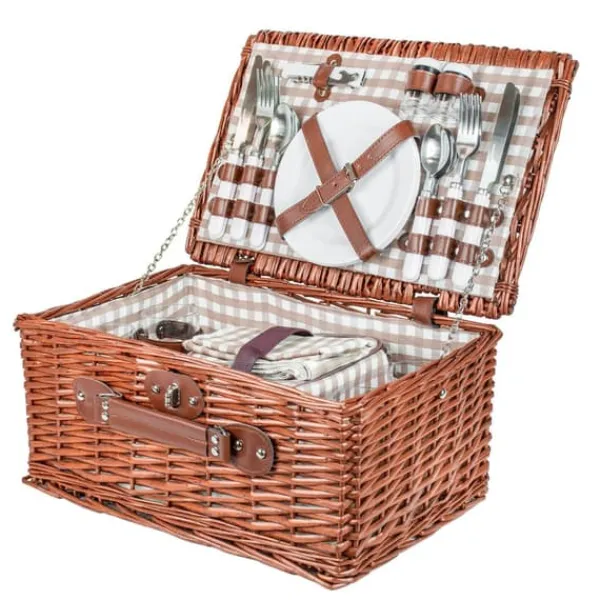 Viking Choice Picnickurv - 4 personer - 29 stykker - flettet kurv - 42x28x20cm Discount