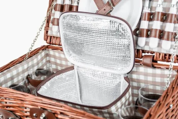 Viking Choice Picnickurv - 4 personer - 29 stykker - flettet kurv - 42x28x20cm Discount