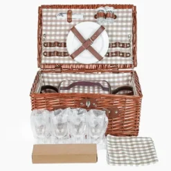 Viking Choice Picnickurv - 4 personer - 29 stykker - flettet kurv - 42x28x20cm Discount
