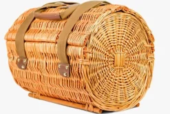 Viking Choice Picnickurv rund med 2-personers service + tæppe – Håndlavet