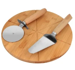 Tilbehør Til Pizzaskærere>Pizzabræt + spatel + kniv BAMBUS-fad