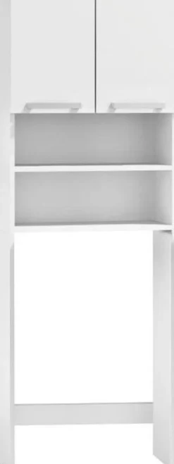 Viking Choice Vaskemaskiner>Pladsbesparende vaskemaskineskab med 4 hylder & 2 låsebare døre - Hvid