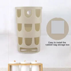 Plastik Vægmonteret Affaldspose Affaldsposer Opbevaringsboks Køkken Soveværelse Badeværelse (Khaki) New