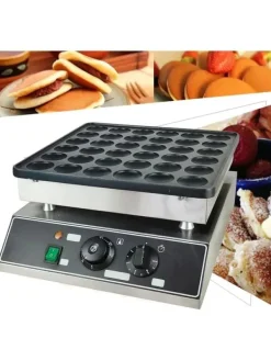 Poffertjes-/Minipandekagejern - Elektrisk Bordmodel - 36 Huller - Støbejern Med Non-stick Belægning - 1 kW - Termostat 50–300 °C - Til Hjem & Café Clearance