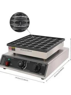 Poffertjes-/Minipandekagejern - Elektrisk Bordmodel - 36 Huller - Støbejern Med Non-stick Belægning - 1 kW - Termostat 50–300 °C - Til Hjem & Café Clearance