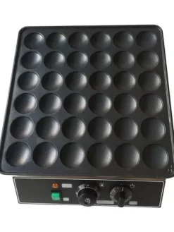 Poffertjes-/Minipandekagejern - Elektrisk Bordmodel - 36 Huller - Støbejern Med Non-stick Belægning - 1 kW - Termostat 50–300 °C - Til Hjem & Café Clearance