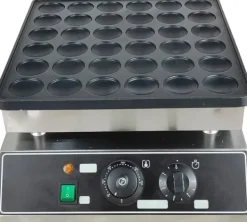 Poffertjes-/Minipandekagejern - Elektrisk Bordmodel - 36 Huller - Støbejern Med Non-stick Belægning - 1 kW - Termostat 50–300 °C - Til Hjem & Café Clearance