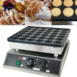 Poffertjes-/Minipandekagejern - Elektrisk Bordmodel - 36 Huller - Støbejern Med Non-stick Belægning - 1 kW - Termostat 50–300 °C - Til Hjem & Café Clearance