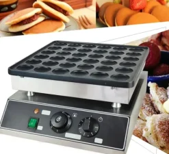 Poffertjes-/Minipandekagejern - Elektrisk Bordmodel - 36 Huller - Støbejern Med Non-stick Belægning - 1 kW - Termostat 50–300 °C - Til Hjem & Café Clearance