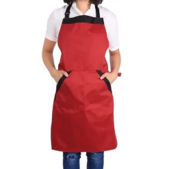 Forklæder>Praktisk Dame Herre Forklæde Kjole Til Hjemmekøkken Restaurant Madlavning Kok Rød