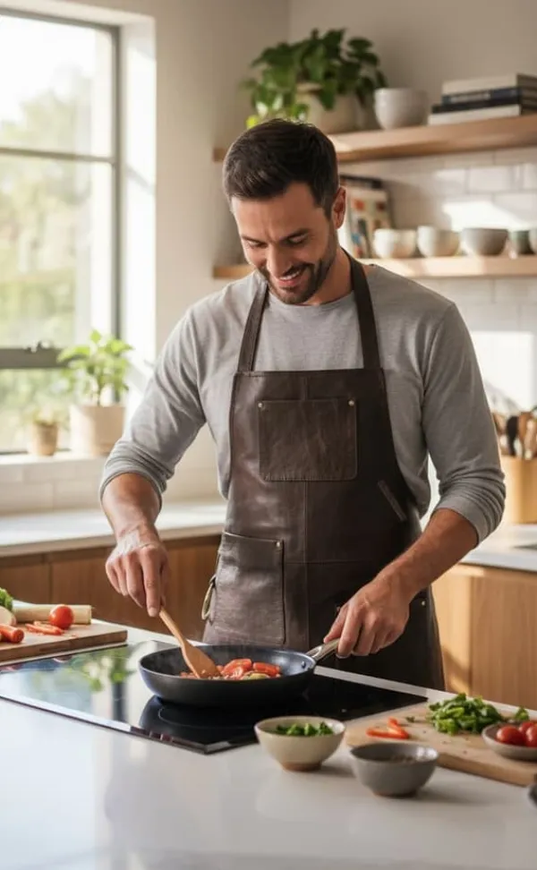 Forklæder>PREMIUM LÆDER FORKLÆDE GRILL / GRILL / BARISTA / KOK / FRISØR FORKLÆDE BRUN VINTAGE