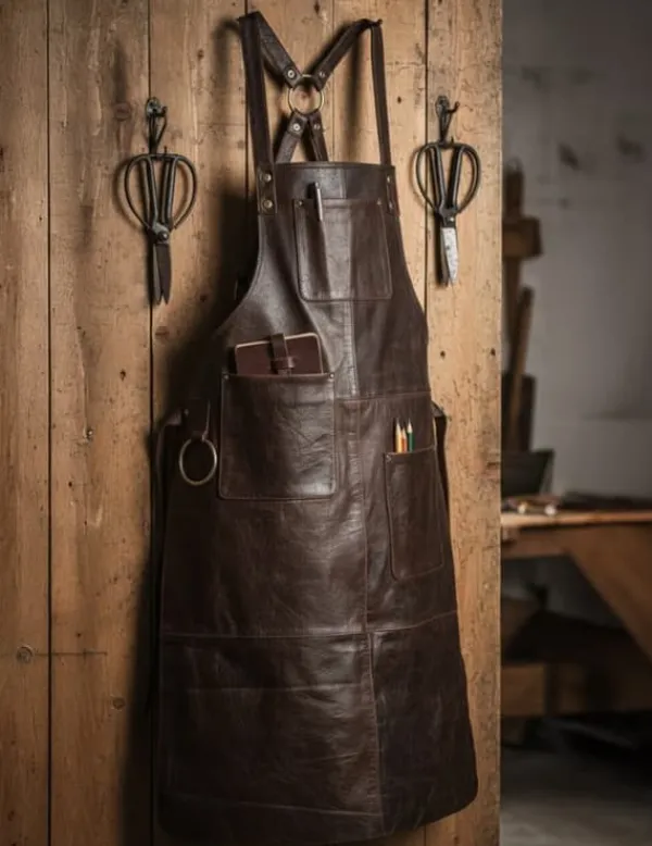 Forklæder>PREMIUM LÆDER FORKLÆDE GRILL / GRILL / BARISTA / KOK / FRISØR FORKLÆDE BRUN VINTAGE