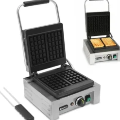 Vaffeljern>Professionel vaffelmaskine til 2 rektangulære vafler 1,5kW - Hendi 212103