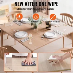 PVC bordbeskytter 54x54 tommer klar plastic, 1,5 mm tyk, holdbar beskyttelse til dit bord Discount