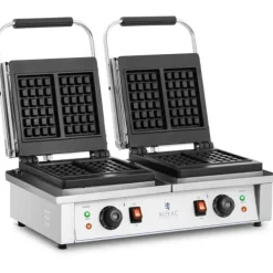 Rektangulær dobbelt vaffelmaskine til 4 belgiske vafler 2 x 2000 W Clearance