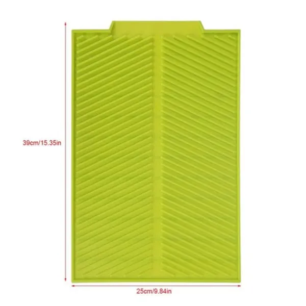 Måtter & Gitter Til Køkkenvaske>Rektangulær Silikone Afløbsmåtte Tørremåtte Varmebestandig Skridsikker Bakke (Grøn)