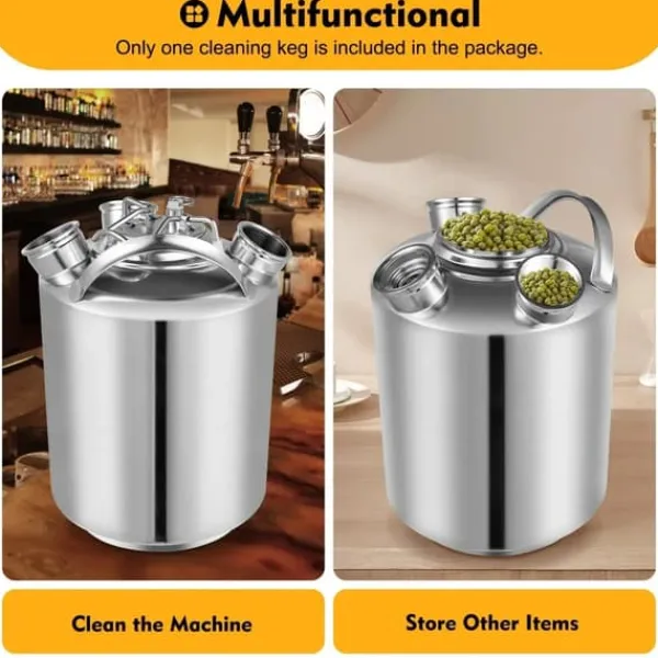 Ølhaner>Rengøringsbeholder til ølledninger - 3-hoved linjerenser - 10 l - Rustfrit stål - Med låg - Sølv