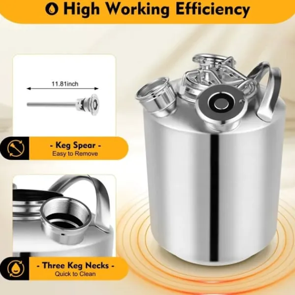 Ølhaner>Rengøringsbeholder til ølledninger - 3-hoved linjerenser - 10 l - Rustfrit stål - Med låg - Sølv