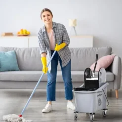 Rengøringsvogn 36 L med vrider, grå, 54×41×91,5 cm New