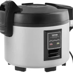 Madlavningsmaskiner>Riskoger, 9 liter 45-kop nonstick riskoger og varmer, 40x35x35 cm, sølv