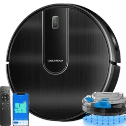 Robotstøvsugere>Robotstøvsuger, 4000Pa sugeevne, HEPA-filtrering,Sort