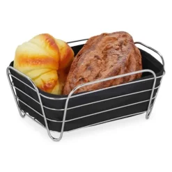 Brødkasser & Brødposer>Robust brødkurv i metal med stofindlæg