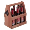 Vinflaskeholdere>Robust ølbærer i træ med flaskeåbner