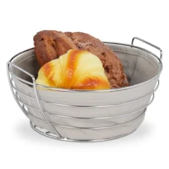 Brødkasser & Brødposer>Robust rund brødkurv i metal med stofindlæg
