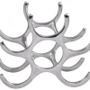 Vinflaskeholdere>Rootz design vinreol i aluminium 6 flasker i sølv 29x24x14 cm - Flaskehylde vintilbehør flad moderne - Metal Dekorativ vinflaskeholder smal køkkenhyld | CDON