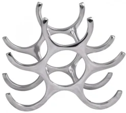 Vinflaskeholdere>Rootz design vinreol i aluminium 6 flasker i sølv 29x24x14 cm - Flaskehylde vintilbehør flad moderne - Metal Dekorativ vinflaskeholder smal køkkenhyld | CDON