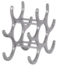 Vinflaskeholdere>Rootz design vinreol i aluminium 6 flasker i sølv 29x24x14 cm - Flaskehylde vintilbehør flad moderne - Metal Dekorativ vinflaskeholder smal køkkenhyld | CDON
