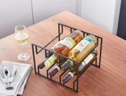 Vinflaskeholdere>Rootz vinflaskeholder til 6 flasker 29x21x25 cm vinreol sort metal - Flaskeholder Iron Modern - Vinstander vinholder bordkøkken