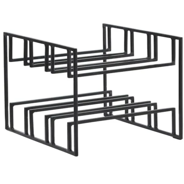 Vinflaskeholdere>Rootz vinflaskeholder til 6 flasker 29x21x25 cm vinreol sort metal - Flaskeholder Iron Modern - Vinstander vinholder bordkøkken