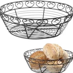 Tilbehør Til Madservering>Rund dekorativ trådkurv til servering af brød - Hendi 425862