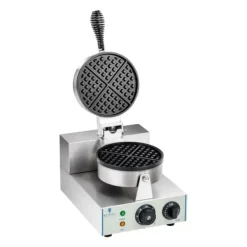 Vaffeljern>Rund enkelt TEFLON vaffelmaskine med en diameter på 18,5 cm