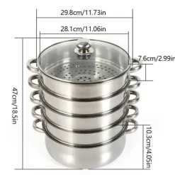 Madlavningsmaskiner>Rustfrit Dampkoger, Ideel til Sund Madlavning, 30cm Diameter,30 cm