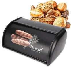 Brødkasser & Brødposer>Rustfrit stål brødkasse - Stor køkkenopbevaring