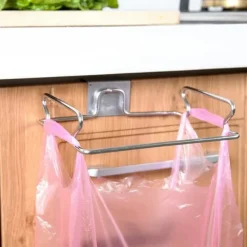 Rustfrit Stål Dør Bag Køkken Affald Skraldespand Holder Hængende Rack Beslag Online