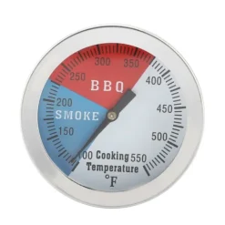 Køkkentermometre>rustfrit stål grilltermometer 100-550℉ rund hættetemperatur til grillovn grill