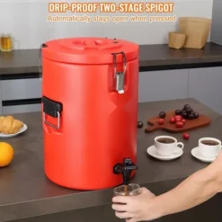 Rustfrit stål isoleret dispenser, 4,5 gallon (17,2 liter) til varme og kolde drikke. Perfekt til te og kaffe i restauranter. New