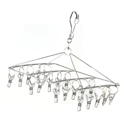 Vasketøjsudstyr>Rustfrit stål Multi-Clip Tøj Tørringsbøjler Stativ til undertøj, sokker, hatte