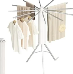 Sammenklappeligt tørrestativ med 16 stænger – tre-trins design til camping, altan og soveværelse Outlet